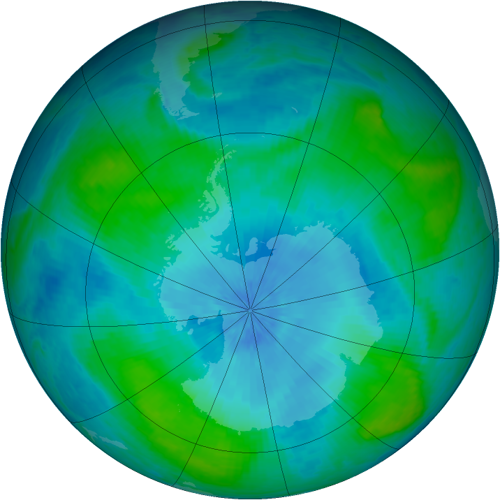 Antarctic ozone map for 16 February 2003